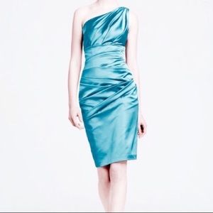 David's Bridal One Shoulder Stretch Satin Dres
